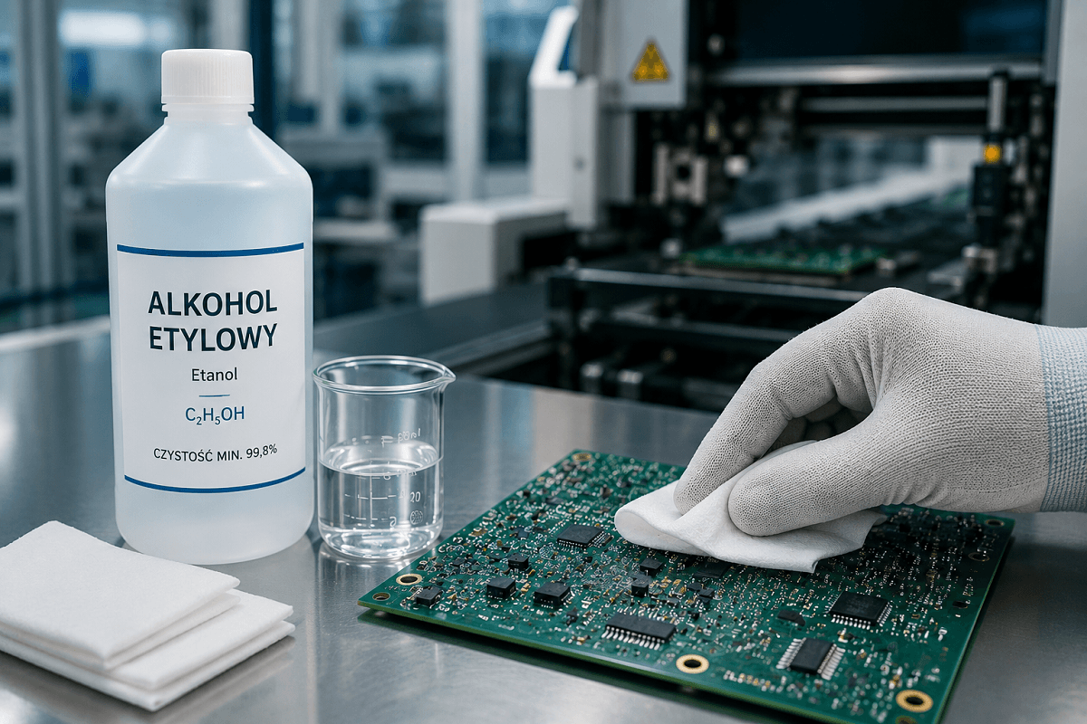 Technician in a controlled production environment working with an industrial chemical